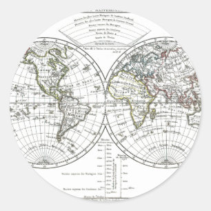 1806 Atlas Map: La Mappemonde von Eustache Hérisso Runder Aufkleber