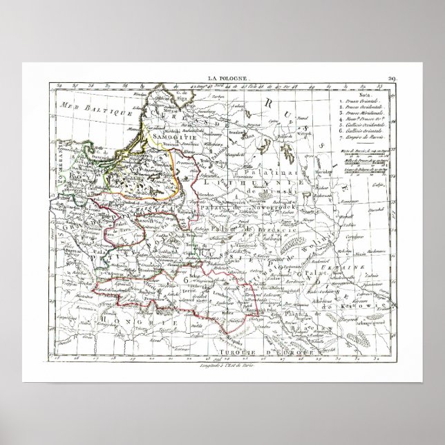 1806 Karte - La Pologne Poster (Vorne)