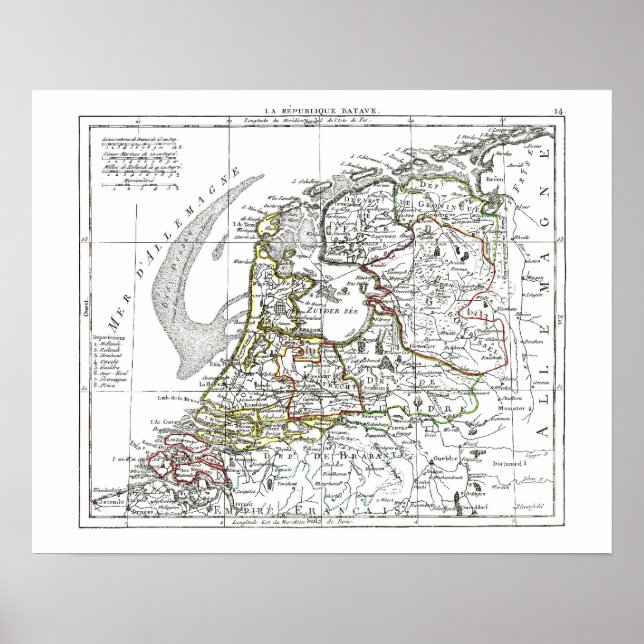 1806 Karte - La Republique Batave Poster (Vorne)
