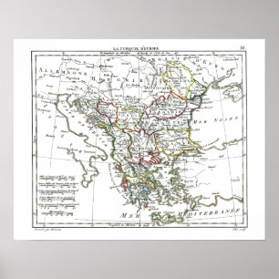 1806 Karte - La Turquie d'Europe Poster