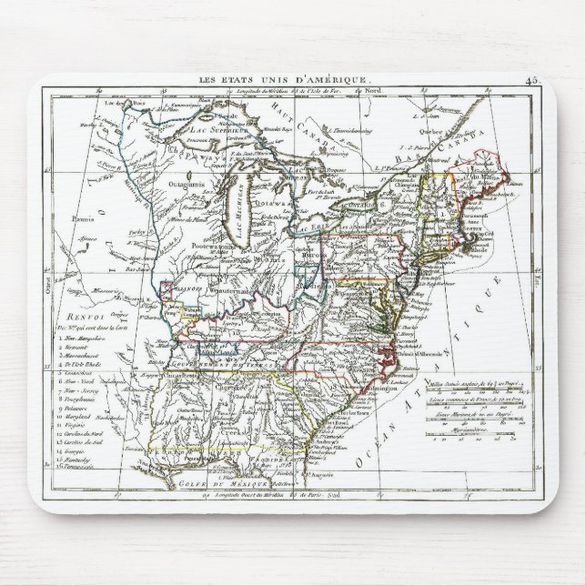 1806 Karte - Les Etats Unis d'Amrique Mousepad (Vorne)