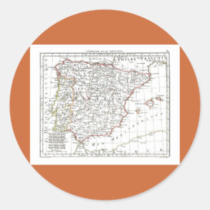 1806 Karte - L'Espagne et le Portugal Runder Aufkleber