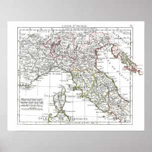 1806 Karte - L'Italie 1ere Feuille Poster