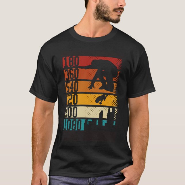 180 360 540 720 900 1080 Rückdruck Skateboarding S T-Shirt (Vorderseite)