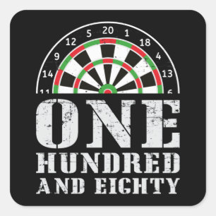 180 Darts Dart Dartboard Bullseye Arrow Funny Gift Quadratischer Aufkleber