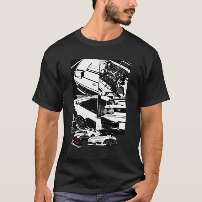 180SX Schwarz/Weiß Classic T-Shirt (Vorderseite)