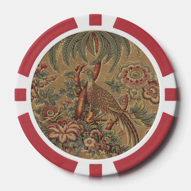 1815 Vintages Muster des Vogelbaums Pokerchips (Vorderseite)