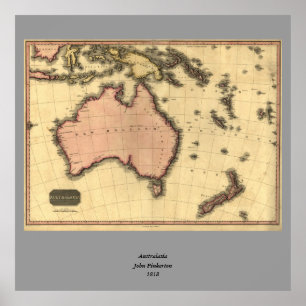 1818 Australasia Map - Australia, New Zealand Poster