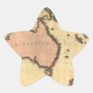 1818 Australasia Map - Australia, New Zealand Stern-Aufkleber