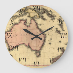 1818 Australasien-Karte - Australien, Neuseeland Große Wanduhr