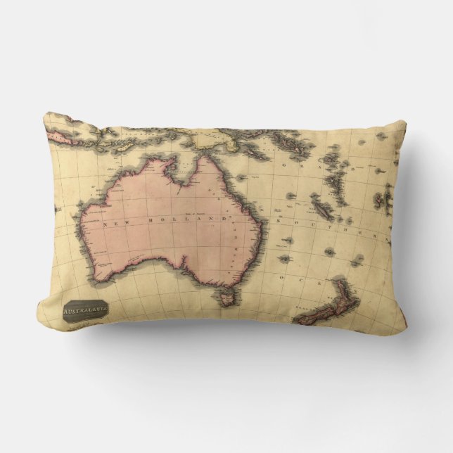 1818 Australasien-Karte - Australien, Neuseeland Lendenkissen (Vorderseite)