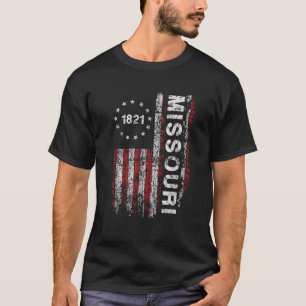 1821 Missouri State US Flag Vintage für Männer Fra T-Shirt