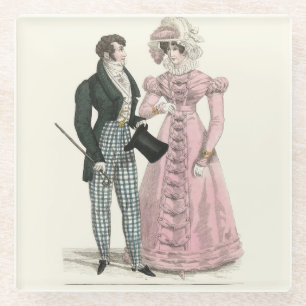 1823 Antike Hochzeitsmode Mann Frau Glasuntersetzer