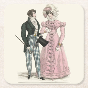 1823 Antike Hochzeitsmode Mann Frau Rechteckiger Pappuntersetzer
