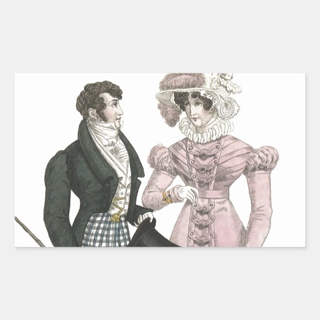 1823 Die antike Hochzeitsmännin-Mode Rechteckiger Aufkleber (Vorderseite)