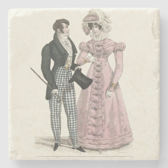 1823 Die antike Hochzeitsmännin-Mode Steinuntersetzer (Vorderseite)