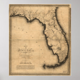 1823 Karte von Florida Poster