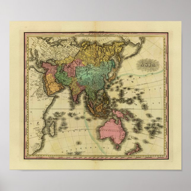 1825 Karte Asiens von Henry Tanner Poster (Vorne)