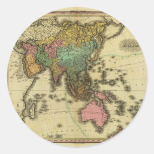 1825 Karte Asiens von Henry Tanner Runder Aufkleber