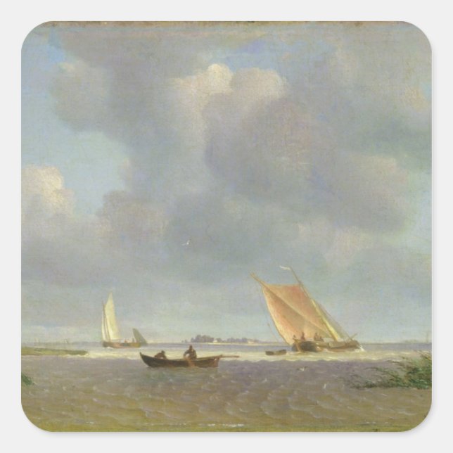 1830, eine frische Brise auf der Elbe Quadratischer Aufkleber (Vorderseite)