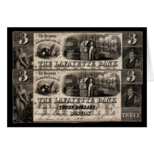 1837 Lafayette Bank Drei Dollar Note