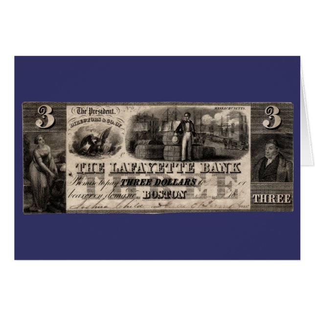 1837 Lafayette Bank Drei Dollar Note (Vorderseite (Horizontal))