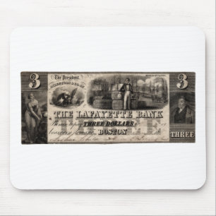 1837 Lafayette Bank Drei Dollar Note Mousepad