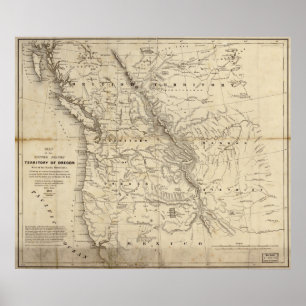 1838 Karten-Oregon-Gebiets-Hudson- Baypelz-Handel Poster