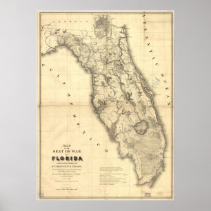 1839 Florida Karte Poster