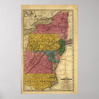 1839 Map of the Middle United Staaten (damals) Poster