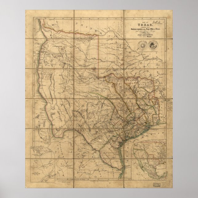 1841 Karte der Republik Texas Poster (Vorne)