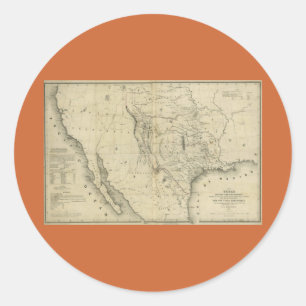 1844 Karte von Texas und den angrenzenden Ländern Runder Aufkleber
