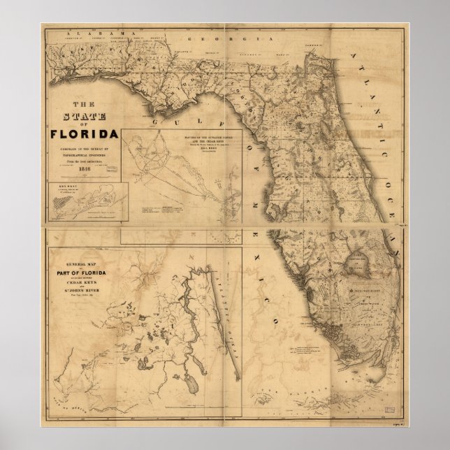 1846 Karte von Florida Poster (Vorne)