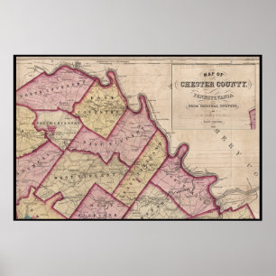 1847 Chester Landkreis Karte Schuylkill River Poster