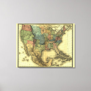 1848 Thunot Duvotenay Karte: Etats-Unis & Mexique Leinwanddruck