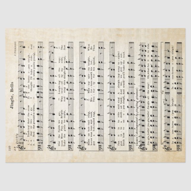 1850 Version Jingle, Bells Tissue Decoupage Seidenpapier (Vorderseite)