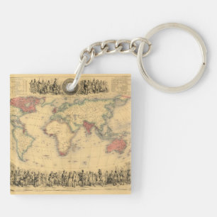 1850's Karte des Britischen Imperiums weltweit Schlüsselanhänger