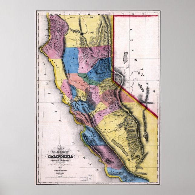 1851 California Gold Map Poster (Vorne)