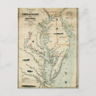 1852 Übersicht über die Buchten Chesapeake und Del Postkarte