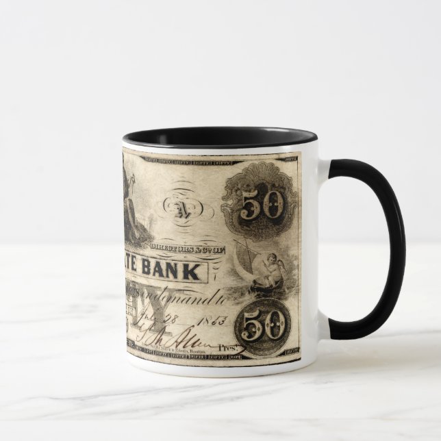 1853 Cochituate Fünfzig-Dollar-Note Tasse (Rechts)