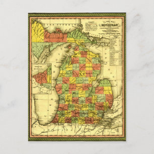 1853 lebendige Karte von Michigan zeigt wahre Treu