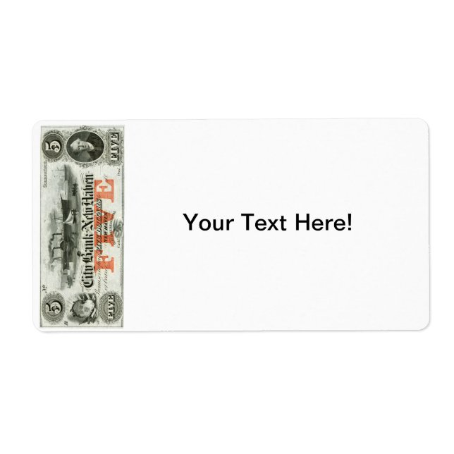 1855 New Haven Five Dollar Note (Vorne)