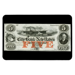 1855 New Haven Fünf-Dollar-Note Magnet