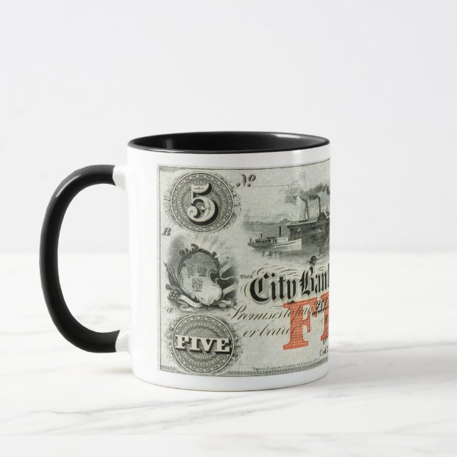 1855 New Haven Fünf-Dollar-Note Tasse (Links)