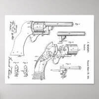 1855 Revolver Patent Kunst Zeichnung Druck