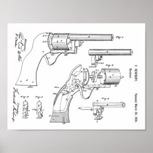 1855 Revolver Patent Kunst Zeichnung Druck Poster