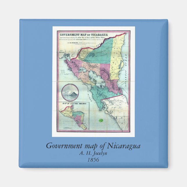 1856 Government Map of Nicaragua by A.H. Jocelyn Magnet (Vorne)