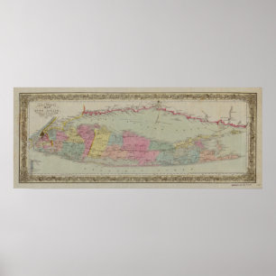 1857 Karte von Long Island, New York Poster