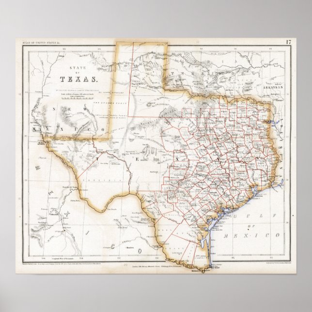 1857 Texas Map Poster (Vorne)