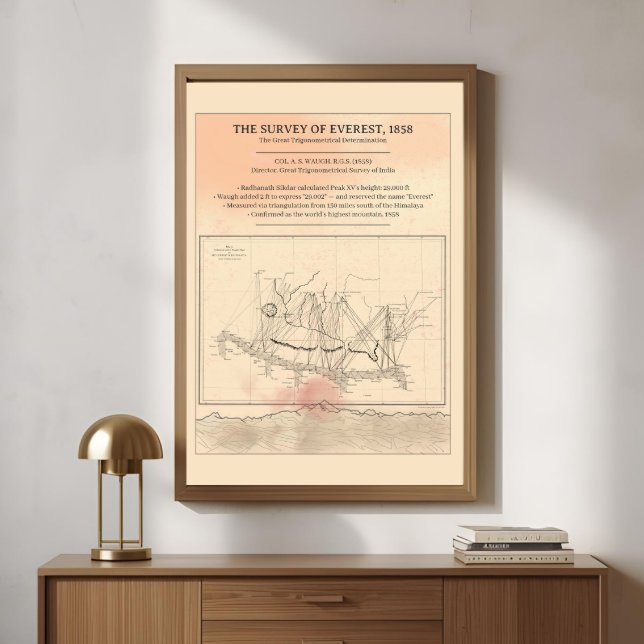 1858 Everest-Vermessungskarte — Moderne Fine Art Poster (Von Creator hochgeladen)